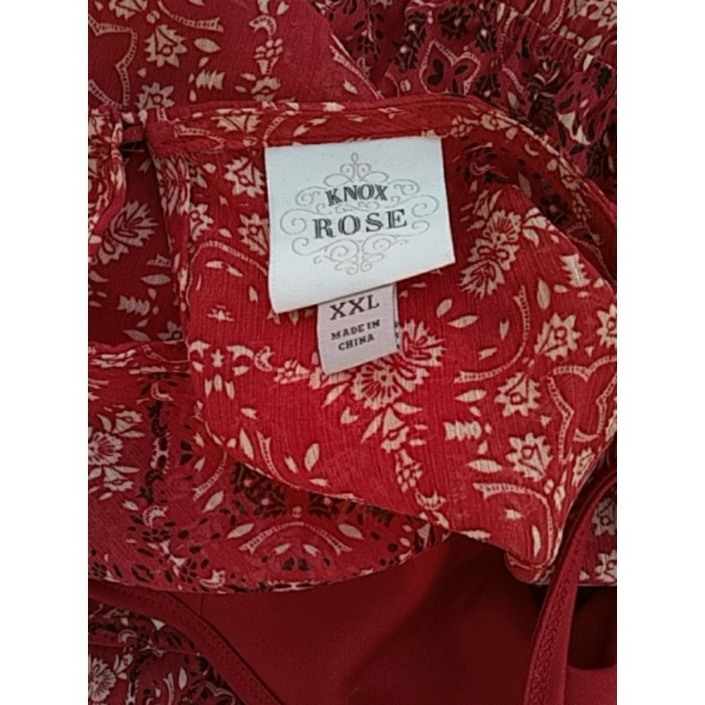 KNOX ROSE RED PRINT COLD SHOULDER DRESS SIZE XXL - Picture 4 of 4